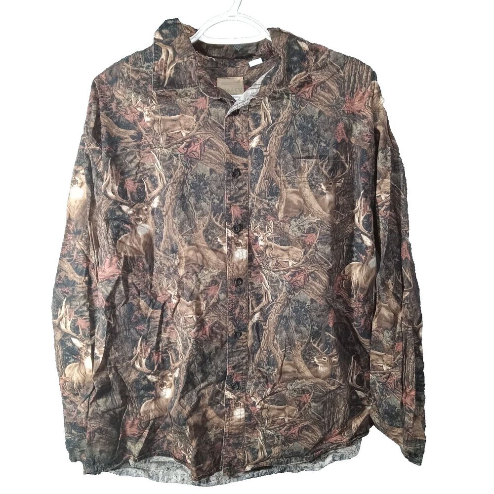 All Over Print AOP Hunting Shirt Whitetailed Buck Men's Size Large Western Style
